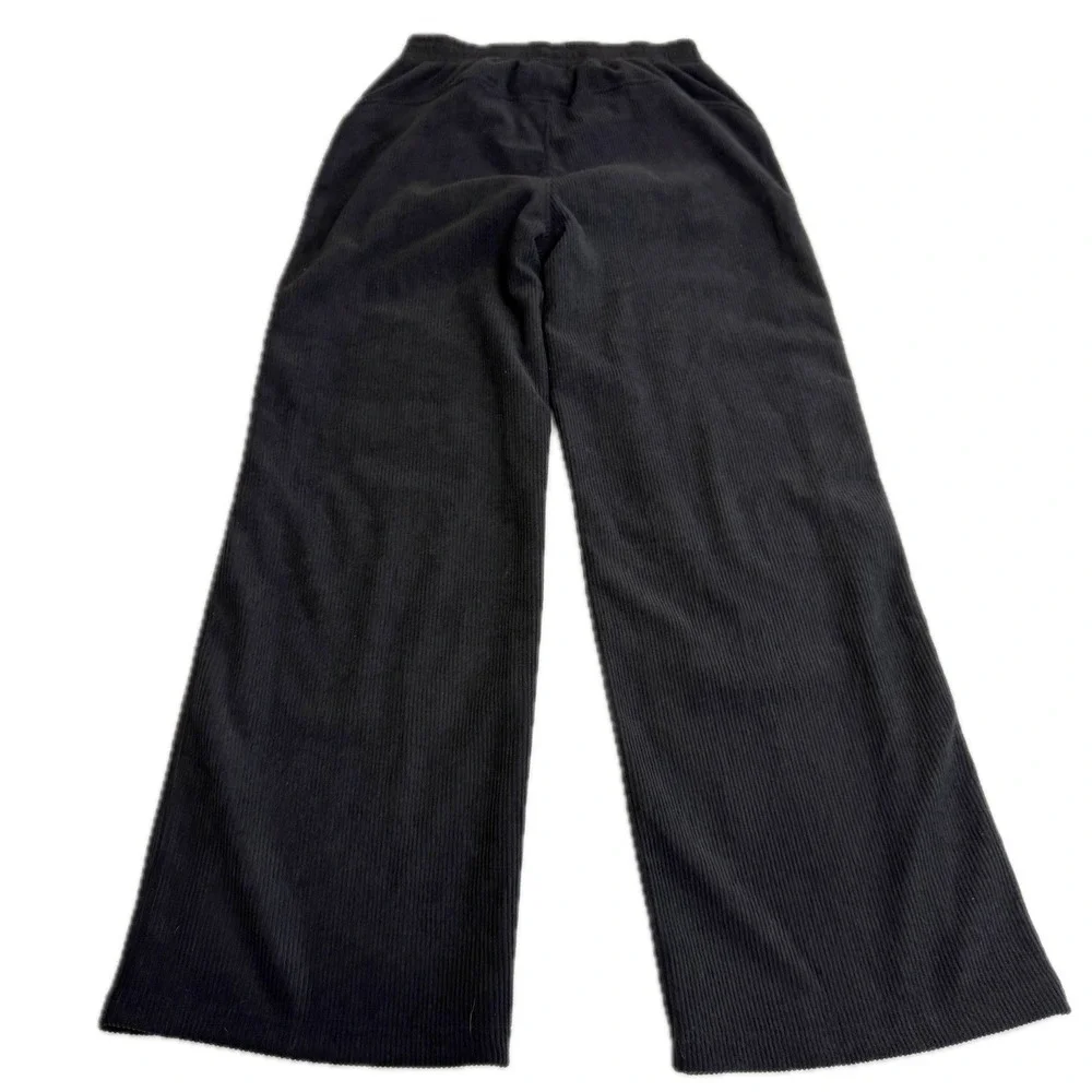 Halara Pants Womens Small Tall Black Corduroy Wide Leg High Waisted Casual - Picture 2 of 8